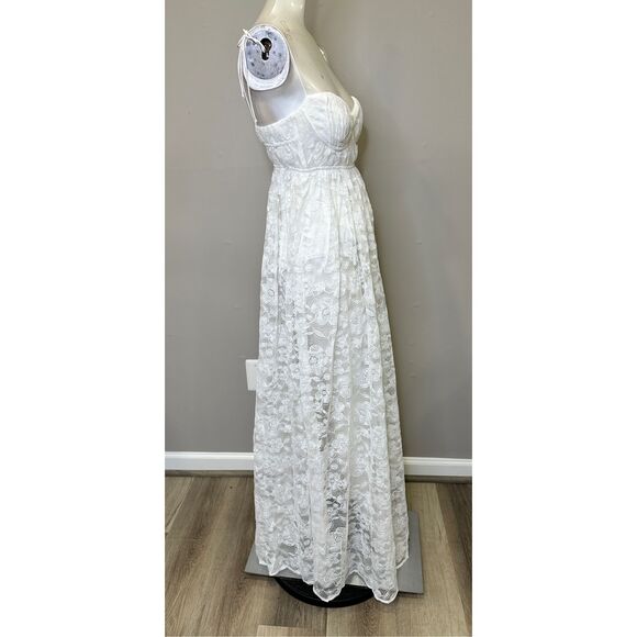 NWT For Love & Lemons Lace Bustier Maxi Dress White Size XS $266 - Picture 8 of 11